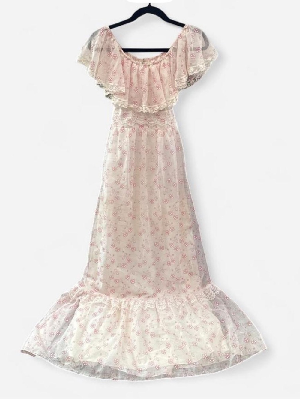 Union Made maxi dress Vintage 70’s Rare find sz XS mermaid fairy cottage prairie